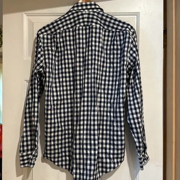Nordstrom, men’s shop trim, fit blue and white dress shirt. 15.5 32-33 - Picture 3 of 5